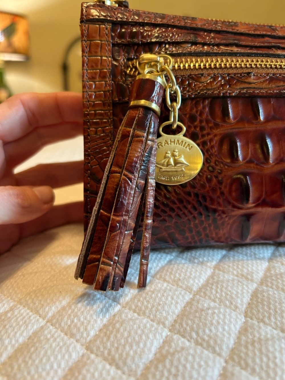 Brahmin Anna Wristlet in Pecan Melbourne - Picture 13 of 16